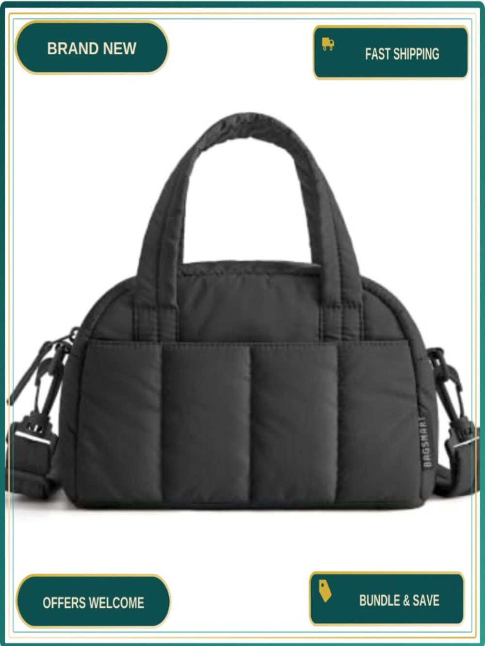 Puffy Crossbody Bag Mini Purse Water-Resistant Polyester 3L Travel Handbag